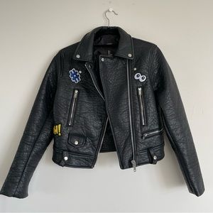 Forever 21 Faux Leather Moto Jacket with Patches